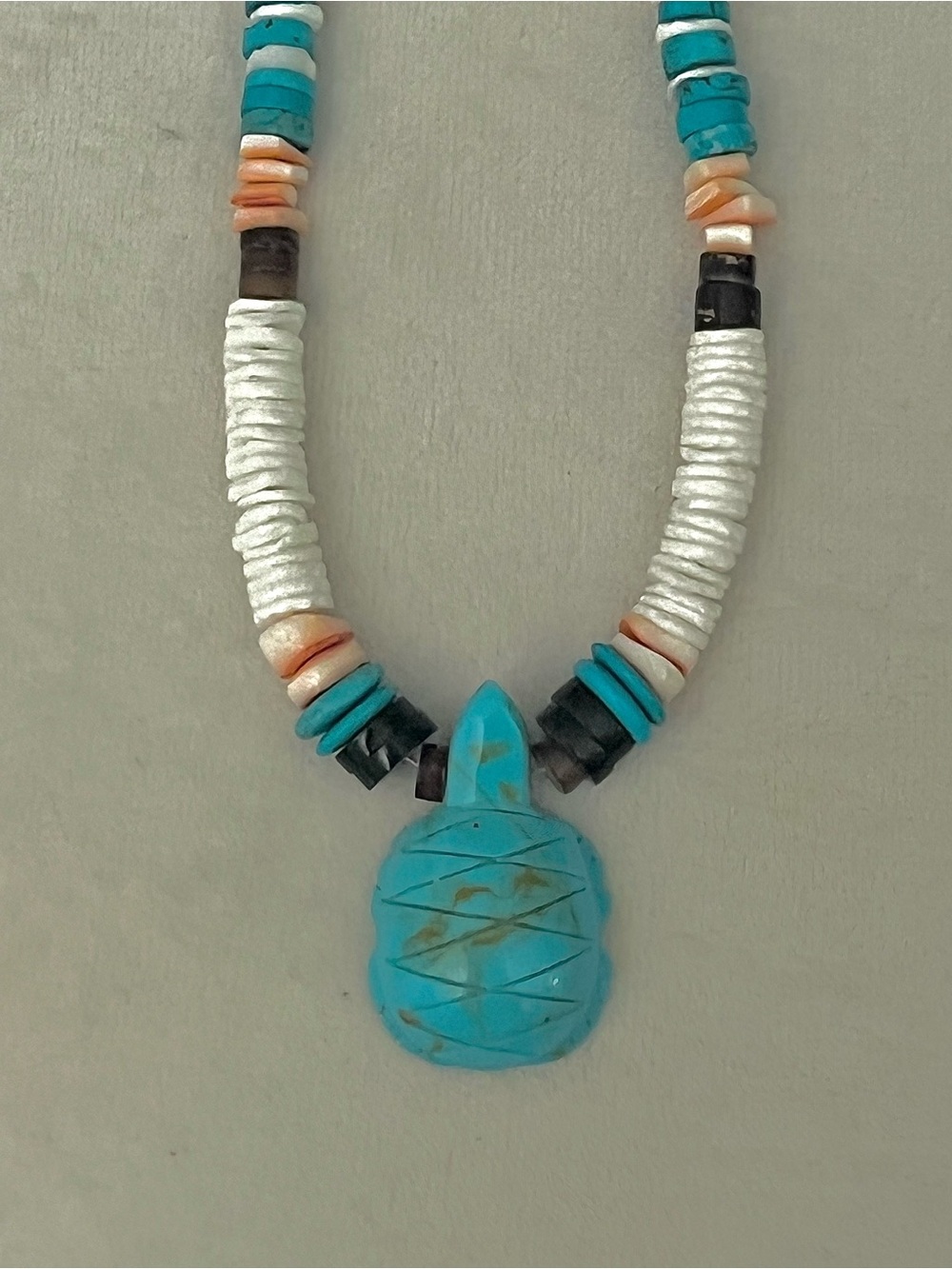 UNISEX Turquoise Turtle boho hippie festival beaded necklace